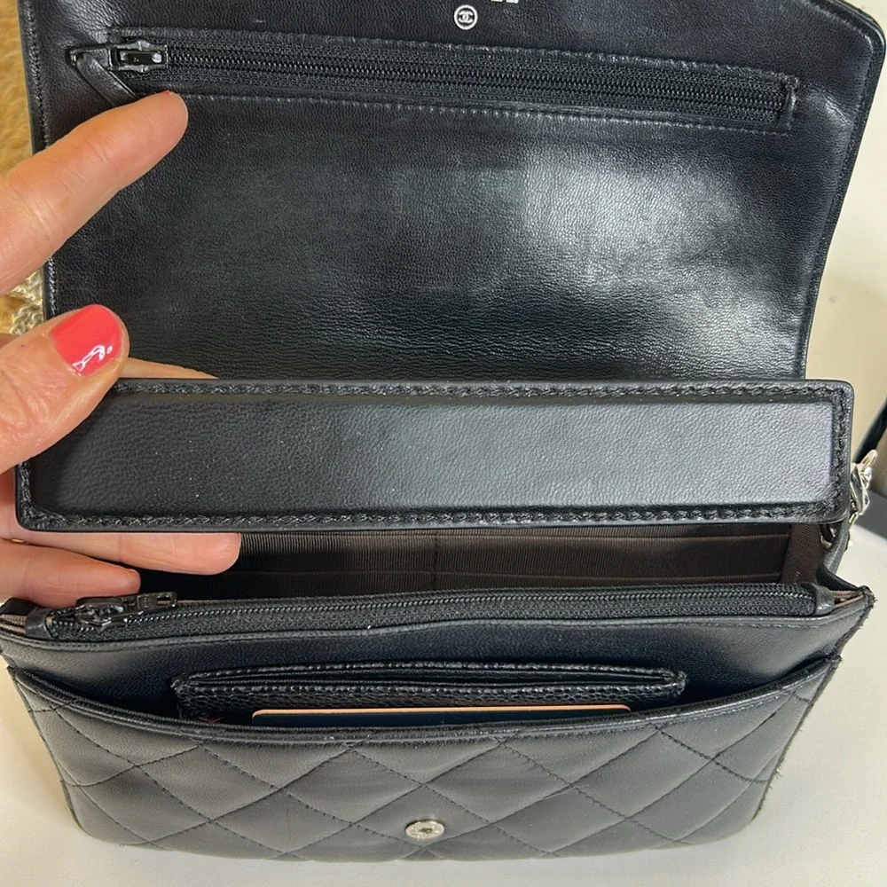Chanel Black Quilted wallet on a chain(WOC)-black and silver - Picture 13 of 17